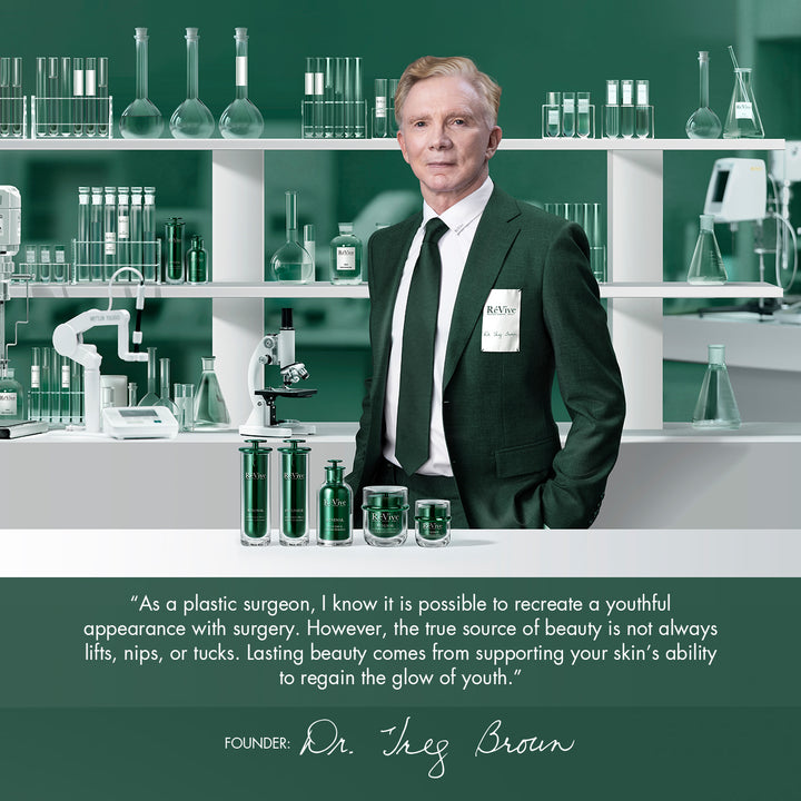 "As a plastic surgeon, I know it is possible to recreate a youthful appearance with surgery. However, the true source of beauty is not always lifts, nips, or tucks. Lasting beauty comes from supporting your skin’s ability to regain the glow of youth." - Dr.Brown