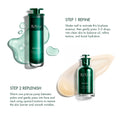 Holiday Set / Rescue Set APPLY GUIDE

STEP 1 REFINE
Shake well to activate this bi-phase
essence, then gently press 3-5 drops
into clean skin to balance oil, refine
texture, and boost hydration.

STEP 2 REPLENISH
Warm one precise pump between
palms and gently press into face and
neck using upward motions to restore
the skin barrier and smooth wrinkles.